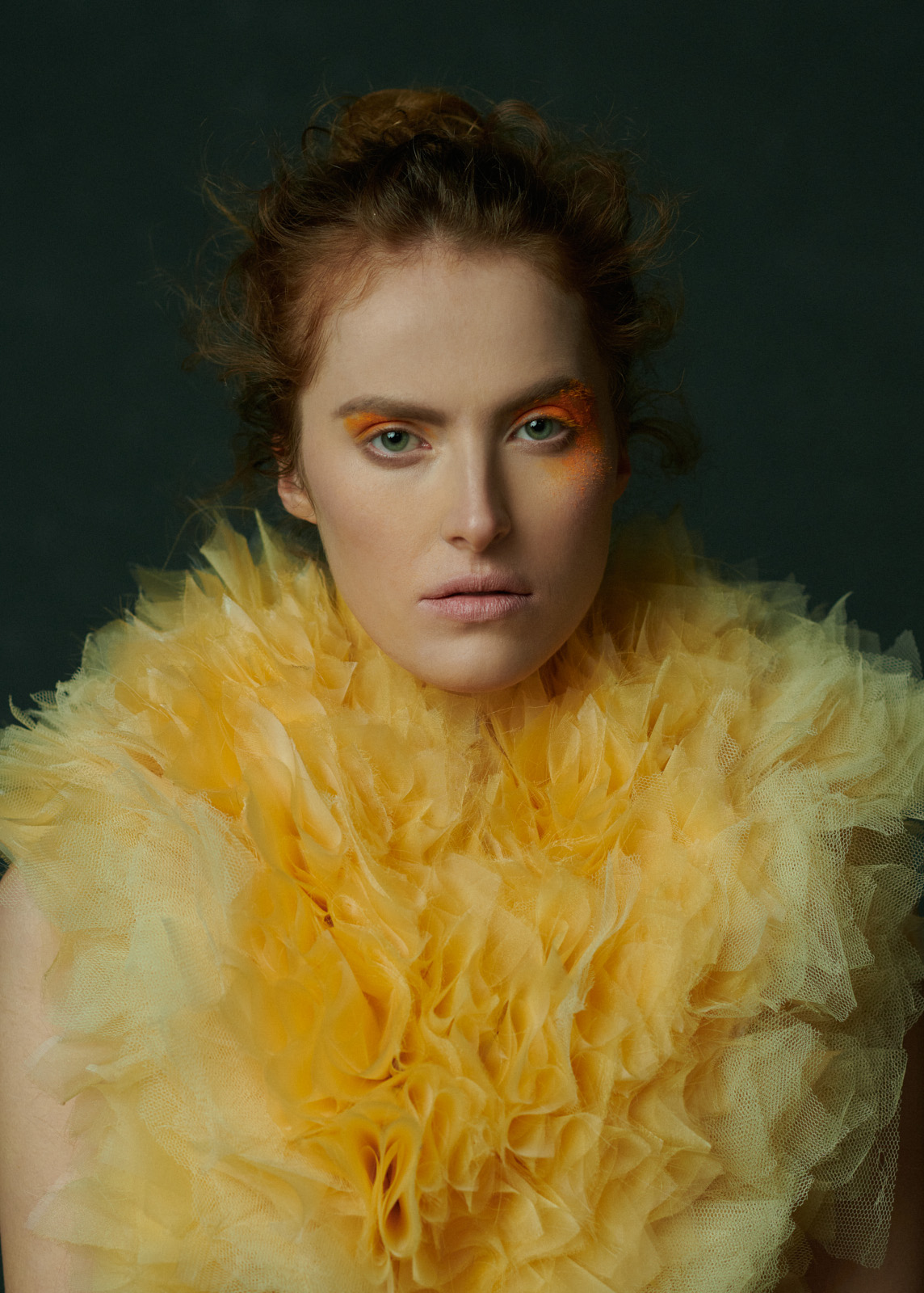 Oversize yellow collar dress by torri design published in MOJEH dubai magazine