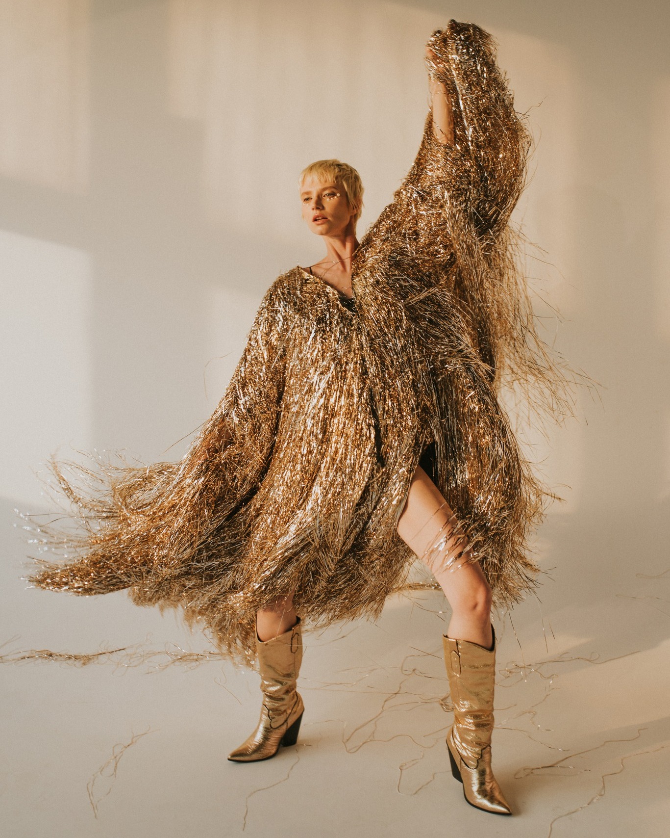 Golden Hour Glam photoshoot - golden dress by TorriDesign